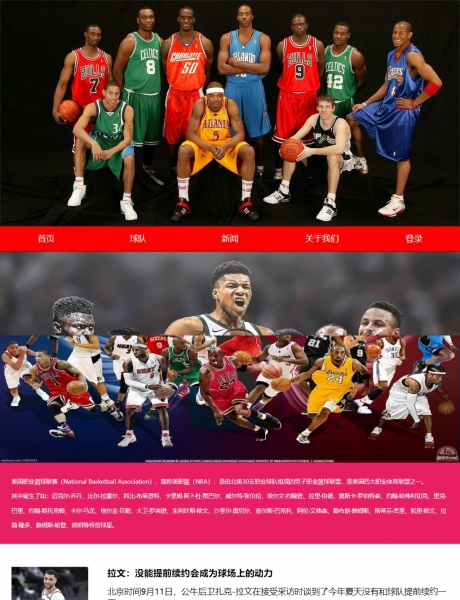 NBA篮球体育运动html+css+js留言表单登录共5网页精选