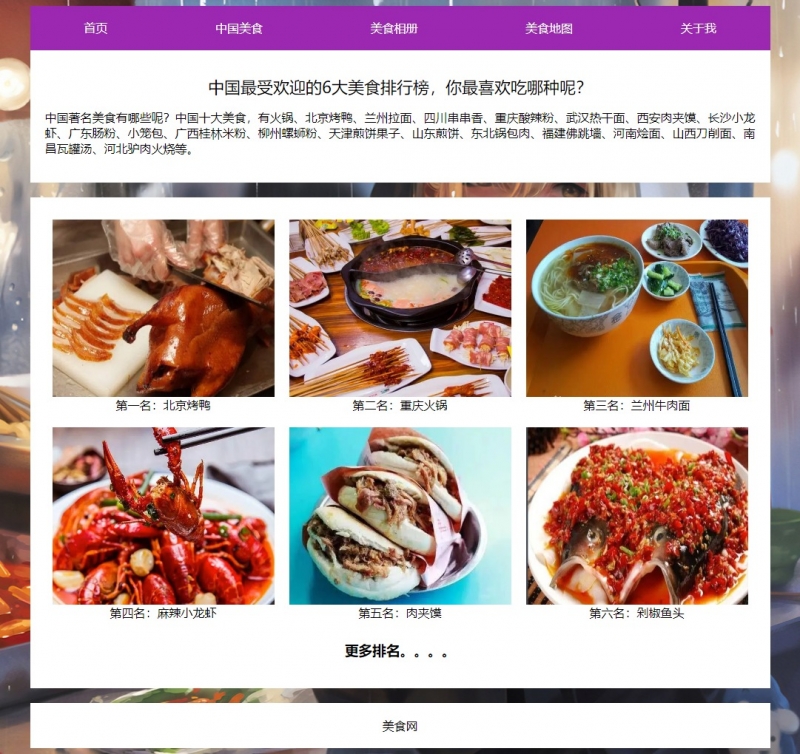 中国美食5网页html+css简单精选下载